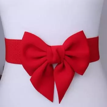 Эластичный Эластичный Эластичный Пояс-Печать, Женский, Бант Пластиковый Пояс Платье Тренч Пальто Ремень Черно-Белый Одинарное Кольцо красный