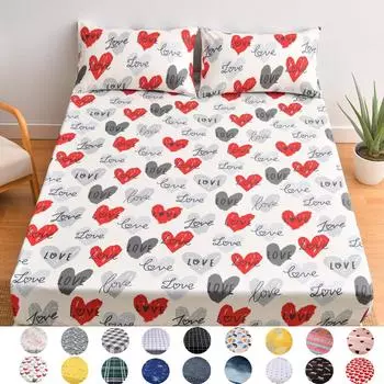 Эластичный комплект наматрасников из матовой микрофибры с глубокими карманами и принтом 2*Pillow case