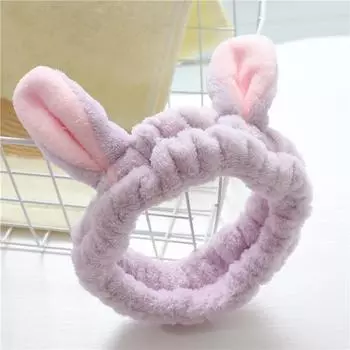 Эластичный кошачий макияж маска для лица повязка на голову спортивный шарф челка шарф повязка на голову Rabbit ears фиолетовый