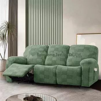 Эластичный многокомпонентный чехол для дивана-реклайнера для Чихуахуа Chaise Orientation Determined by Sofa Facing темно-синий