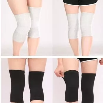 Эластичный наколенник из бамбукового углеродного волокна, утеплитель, протектор коленей, серый, размер L