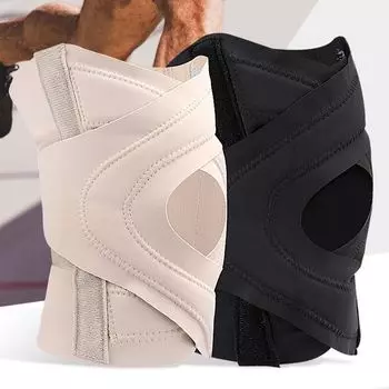 Эластичный наколенник Защитная повязка для ног Поддержка колена Фитнес Волейбол Конный спорт Защита L бежевый