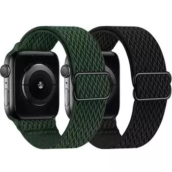Эластичный нейлоновый ремешок Solo Loop для Apple Watch Series 6/5/4/3 SE, регулируемый эластичный плетеный спортивный эластичный ремешок для iWatch 40 мм 44 мм 38mm 40mm 41mm чёрный