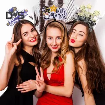 Эластичный обруч для волос для мужчин и женщин, повязка на голову с новогодней тематикой, украшение на новый год, универсальный аксессуар для волос F