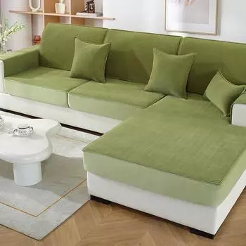Эластичный однотонный чехол для дивана в полной комплектации, всесезонный универсальный чехол для дивана с рисунком «елочка», нескользящий чехол, чехол для диванной подушки 60*60