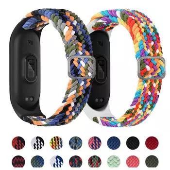 Эластичный плетеный нейлоновый ремешок для Xiaomi Mi Band 7 6 5, умный браслет-браслет Xiaomi Mi Band 7/6/5 чёрный