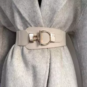 Эластичный пояс на талию для женщин высшего качества — универсальный и модный декоративный аксессуар бежевый