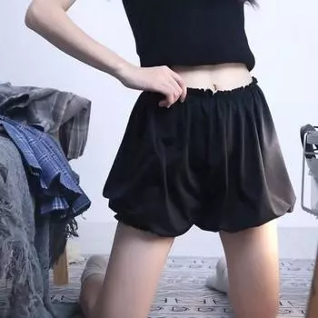 Эластичный пояс со средней посадкой, однотонные защитные шорты с рюшами, бесшовные женские свободные шаровары в форме тыквы, женские XL белый