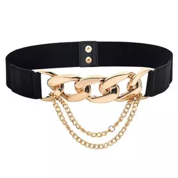 Эластичный пояс в стиле панк, универсальный эластичный женский декоративный широкий пояс с молнией One Size