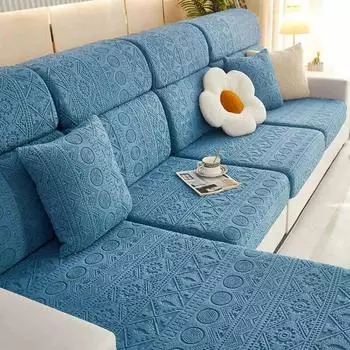 Эластичный регулируемый нескользящий чехол для диванной подушки, жаккардовые флисовые чехлы для углового дивана L-образной формы Backrest Cover S
