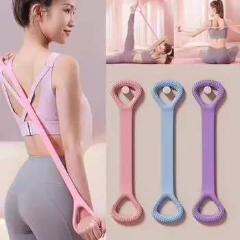 Эластичный ремень для йоги, 8-фигурный натяжитель, инструмент для йоги, открытая спина, практика, плечо, растягивающийся пояс для йоги, эластичная растягивающаяся лента для тренировок pink-1pc