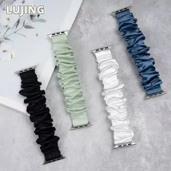 Эластичный ремешок для резинки для волос для Apple Watch Band 44 мм, 40 мм, 42 мм, 41 мм, 38 мм, 45 мм, 49 мм, ультра-браслет IWatch Women 9, 8, 7, 6, 5, 4 SE 38mm 40mm 41mm чёрный