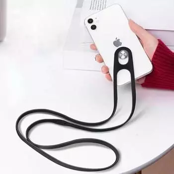 Эластичный силиконовый ремешок для телефона с функцией защиты от потери: Спортивная цепь через плечо для универсального использования Gray + one button