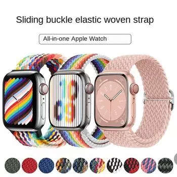 Эластичный тканый нейлоновый ремешок f Smart Apple Watch Band 40 41 44 45 мм Iwatch SE8 7 5 6, пряжка из сплава, спортивные мягкие дышащие аксессуары, ремешок, браслет 38/40/41mm