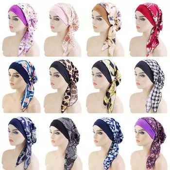 Эластичный тюрбан с широкими полями, меховой головной платок с этническим принтом, ночной колпак, женская повязка 36*26cm