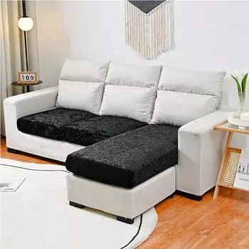 Эластичный универсальный флисовый чехол для дивана с золотым бриллиантом, утолщенный теплый чехол для подушки для дивана на четыре сезона, универсальный комбинированный чехол для дивана 1 Seat чёрный