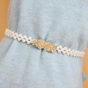 Эластичный жемчужный пояс для женщин, модная поясная цепочка, свадебный пояс, платье подружки невесты, поясная цепочка для девочек A