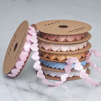 Элегантная 1,5 см полиэстеровая лента в форме сердца Цветочная лента Декоративные материалы Персиковая лента в форме сердца Аксессуары Подарочные коробки Упаковочные ленты Украшения для дома 1.5cm*10 yards