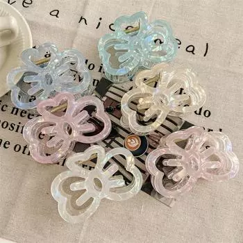 Элегантная акриловая заколка для волос с бантом - Роскошный стиль акулы фиолетовый/радужный