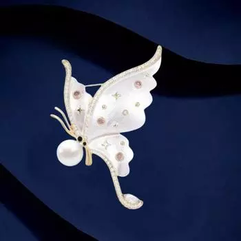 Элегантная эмалевая брошь-бабочка Ниша Уникальный элитный корсаж с животным Памятная декоративная булавка Electroplated real gold золотой