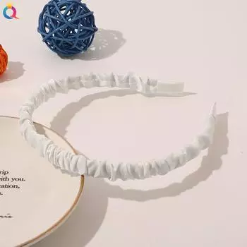 Элегантная атласная плиссированная повязка для волос женская милая простая повязка из ткани на все случаи жизни резинка для волос для девочек обруч головной убор аксессуары для волос