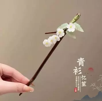Элегантная бамбуковая заколка для волос ручной работы, палочка для волос с цветком для женщин, девушек, винтажный китайский стиль, аксессуары для волос для ханьфу, цветочная заколка для волос