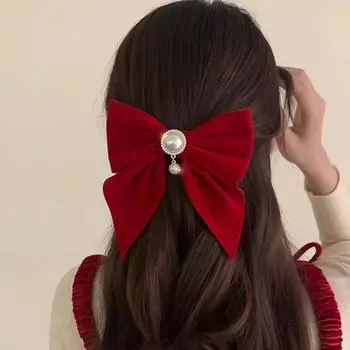 Элегантная бархатная заколка для волос с большим бантом из ленты для женщин и девочек, милая заколка для хвоста, головной убор, свадебные аксессуары для волос