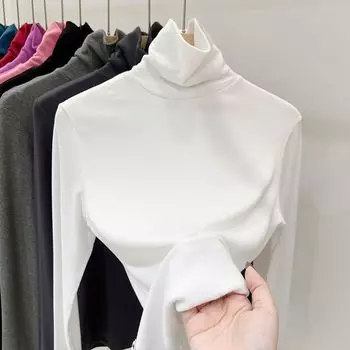 Элегантная базовая рубашка с нитками и воротником-стойкой, женское весеннее винтажное нижнее белье, тонкая облегающая футболка для офиса, повседневные топы с воротником-стойкой, новинка 2025 года S дубильная кора