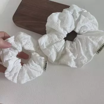 Элегантная белая кружевная резинка для волос - аксессуар в стиле феи на высокой резинке