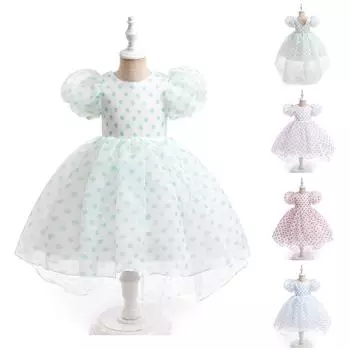 Элегантная белая одежда подружки невесты для девочек, вечерние платья, детский костюм, платье принцессы, одежда с цветочным узором, праздничное платье 4Y зелёный