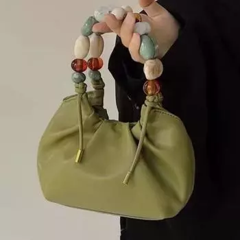 Элегантная белая ручная сумка, кошельки для женщин, винтажная кожаная сумка-мессенджер с бисером, женская повседневная сумка через плечо в стиле Харадзюку, кошелек