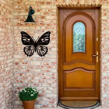 Элегантная большая металлическая бабочка настенное искусство наружный декор для садов и веранд, стильные идеи настенного искусства для улучшения вашего сада светло-серый