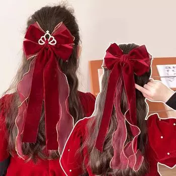 Элегантная большая заколка для волос с бантом из ленты для женщин и девочек, милые повязки на голову, мягкая шифоновая бархатная заколка для волос, модные аксессуары для волос A5