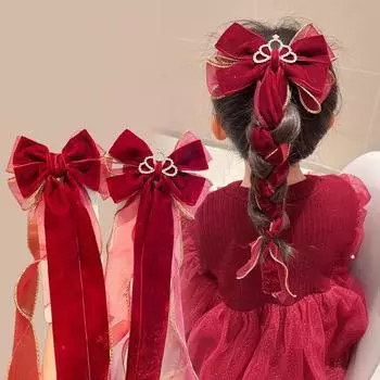 Элегантная большая заколка для волос с бантом из ленты для женщин и девочек, милые повязки на голову, мягкая шифоновая бархатная заколка для волос, аксессуары для волос