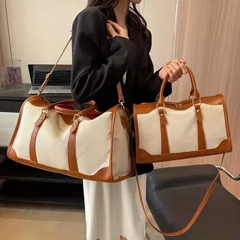 Элегантная большая женская холщовая сумка Boston — универсальная дорожная сумка со съемным ремешком, винтажный однотонный цвет, надежная молния Small Black