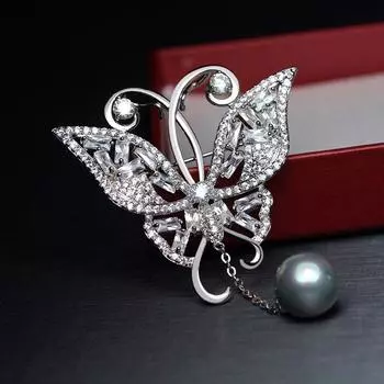 Элегантная брошь-бабочка для женщин, нишевый дизайн, легкая роскошная брошь, атмосферная булавка, пиджак, кардиган, жемчужные аксессуары