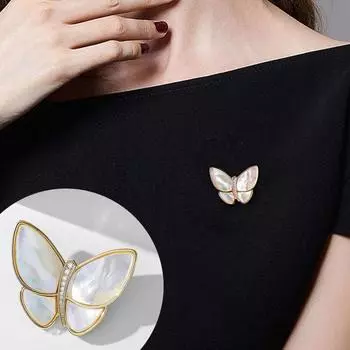 Элегантная брошь-бабочка в виде ракушки, изысканные броши со стразами, аксессуары, брошь для костюма, булавки