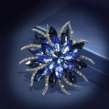Элегантная брошь-цветок темперамента, высококачественная брошь из кристаллов, женская мода, костюм, свитер, куртка, булавка, аксессуары синий