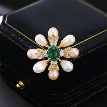 Элегантная брошь из натурального пресноводного жемчуга Элегантная брошь в стиле ретро Изысканные простые аксессуары для пиджака золотой