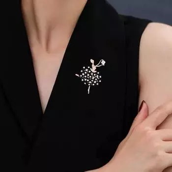 Элегантная брошь из смолы с цветком для балета для девочек, булавка для шали с лацканами, блестящие стразы, пальто, кардиган, сумка, значок, модные аксессуары чёрный
