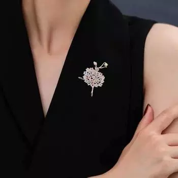 Элегантная брошь из смолы с цветком для балета для девочек, булавка для шали с лацканами, блестящие стразы, пальто, кардиган, сумка, значок, модные аксессуары белый
