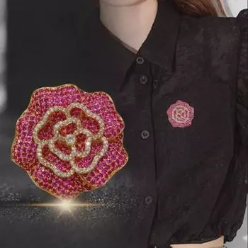 Элегантная брошь «Камелия-Роза»: Легкая роскошная булавка для костюмов и свитеров серебряный/лист