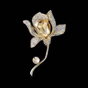 Элегантная брошь «Магнолия», высококачественная женская роскошная темпераментная брошь с кристаллами, нишевый дизайн, булавка с аксессуарами