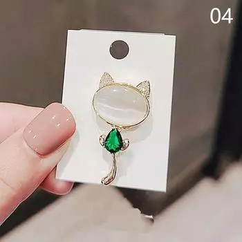 Элегантная брошь-пинка в виде кошки с луной из опалового камня для женщин, милый котенок, животное, корсажная брошь, аксессуары для одежды, подарок, товары для вечеринки