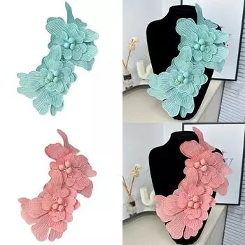 Элегантная брошь с вышитым цветком, булавка из полиэстера с текстурой, аксессуар для лацкана с цветком, булавка с цветком, подходит для платьев и платьев зелёный