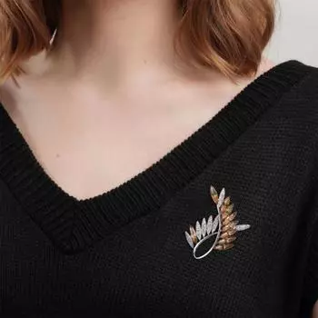 Элегантная брошь в форме листьев, искрящаяся брошь из искусственного кристалла и стразов, инкрустированная булавкой, значок для костюма с лацканами, аксессуары для костюма шампанского