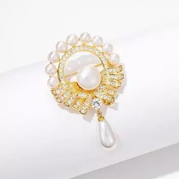 Элегантная брошь в стиле барокко с имитацией жемчуга в виде капли воды для женщин, роскошные украшения для вечеринок, подарочные аксессуары для пальто