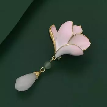 Элегантная брошь в виде цветка магнолии в китайском стиле, цветочная металлическая нашивка, модные ботанические булавки для лацканов для женщин style 1