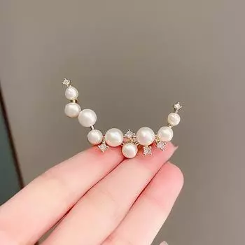 Элегантная брошь в виде полумесяца с жемчугом, женская брошь премиум-класса Sense Simple Suit, антибликовая булавка, аксессуары