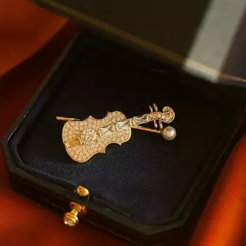 Элегантная брошь в виде скрипки, дизайн Sense Niche, булавка для корсажа в стиле ретро, булавка для свитера и пальто